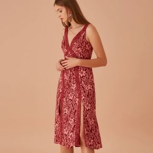 Keepsake The Label Holder Lace Midi Dress in Rose